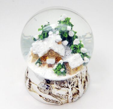 Хатина Snow Globe Чарівна гірська хатина на п'єдесталі Срібна музична шкатулка Різдво - 100мм*20163