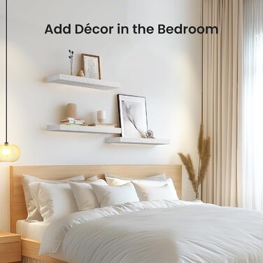 Набір плаваючих полиць Wandregal білі 40 см (3 шт) для спальні, кухні, офісу, вітальні - сучасний декор