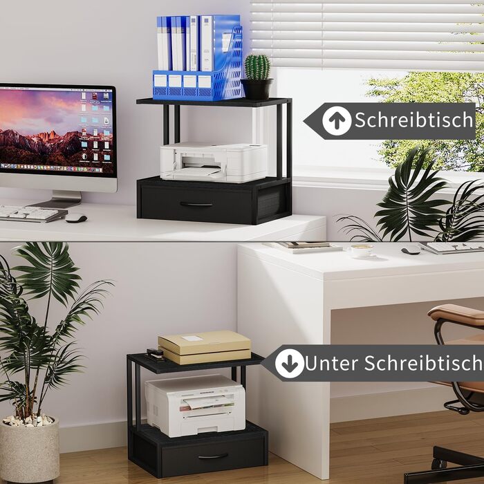 Підставка для принтера з ящиком для документів, органайзер на стіл для офісу та дому, чорний