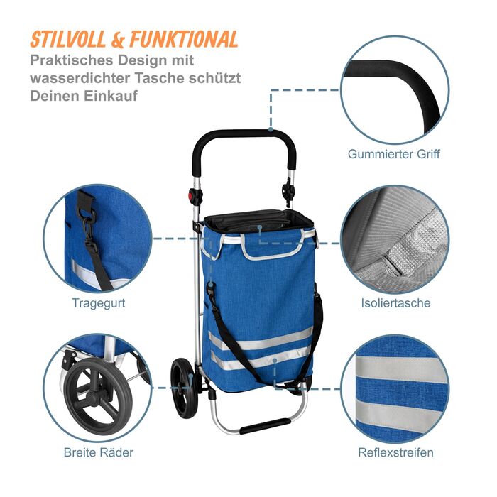 Складаний візок для покупок Relaxdays, об'єм 45 л