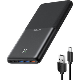 Вт, USB C, 4 виходи, 3 входи, швидкий зарядний пристрій, чорний, 30000mAh 22.5