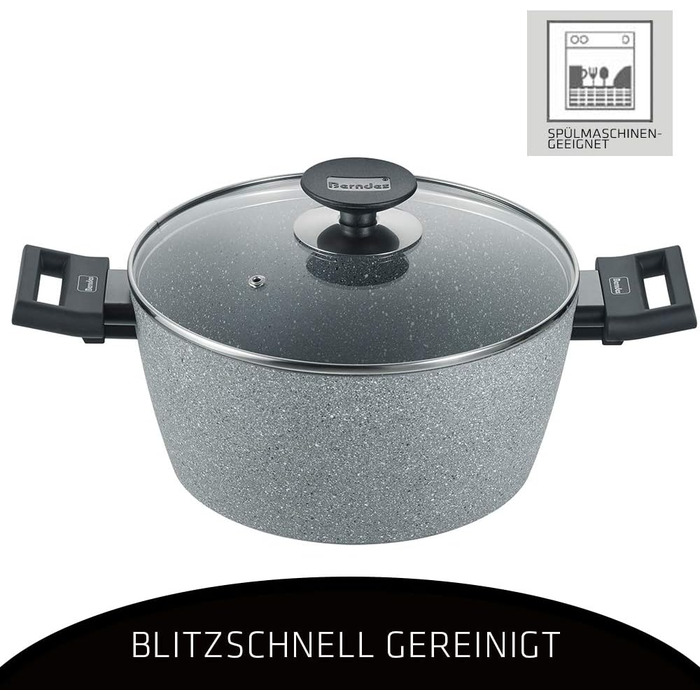 Каструля Berndes Topf 20 см з нержавіючої сталі з антипригарним покриттям, з кришкою з термостійкого скла, для всіх типів плит, індукційна, з м'якими ручками (Спеціальне видання)
