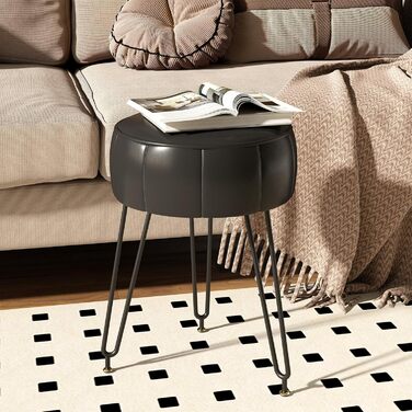 Чорний пуф-стілець для макіяжу в стилі гарбуза, 32x32x44 см (HBD036W)