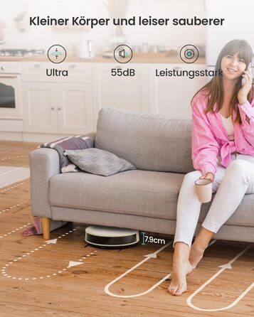 Робот-пилосос LEFANT M330 з функцією миття, 5000Pa, лазерна навігація, PSD-технологія, APP, 160 хв, для тварин, килима, твердих підлог, сірий (M310 Champagne)