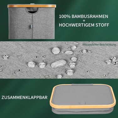 Кошик для білизни з кришкою Tiklife, 100 л, сірий - кошик для одягу, мішок для білизни, сортер для білизни, коробка для білизни, складаний