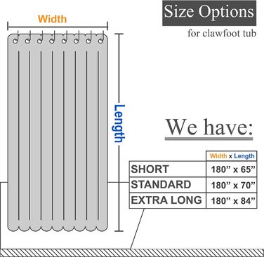 Шторка для душу Barossa Design Extra Langer, 203 см, Візерунок соти, бавовна, готельний стиль, важка тканина, для прання, 183x203 см (Білий/Розкішний сад)
