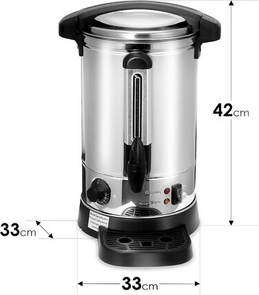 Глювайнер Cecaylie з нержавіючої сталі, 8 л, з термостатом та краном