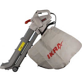 IKRA 74204030 Електричний 3-в-1: пилосос для листя, повітродувка, подрібнювач листя IBV 2800 E, об'єм контейнера 45л, швидкість повітря 275 км/год, 2800 Вт, 230 В, сірий/червоний/чорний