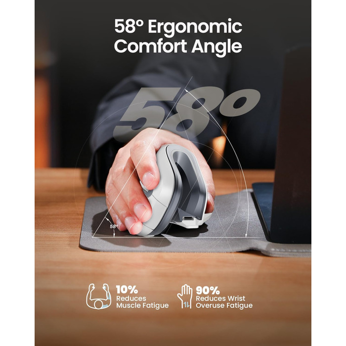 Вертикальна миша ProtoArc EM11 NL: бездротова, з підзарядкою, для 3 пристроїв (Bluetooth+USB), чорно-зелена