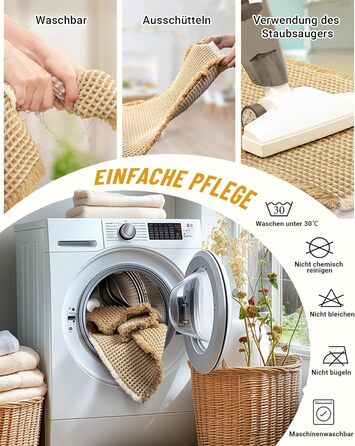 Набір килимків для ванної кімнати, антиковзаючі, бохо-стиль, 2 шт. (51x120 см + 41x61 см), коричнево-білі