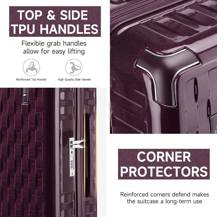 Набір валіз Sea Choice: 3 валізи (55/65/75 см) + косметичка, жорсткий корпус, TSA-замок, колір м'ятно-зелений