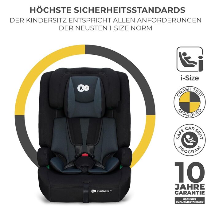 Автокрісло Kinderkraft SAFETY FIX 2 I-SIZE (76-150 см) – 9-36 кг, Isofix, регулювання підголівника, чорний CLASSIC