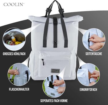 Терморюкзак Coolin' Kühlrucksack 30L: 30 літрів, білий, з відділенням для охолодження. Ідеальний для пікніків, пляжу та походів.