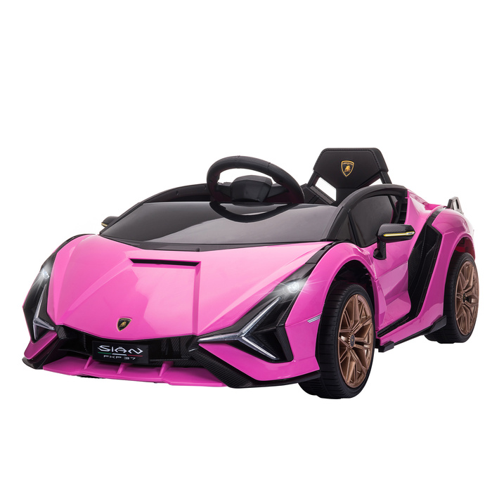 Дитячий електромобіль HOMCOM Lamborghini, 3-5 км/год, з дистанційним керуванням, для дітей 3-5 років, рожевий