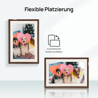 Цифровий фоторамка ARZOPA 15.6 дюймів з безлімітним хмарним сховищем, віддаленою передачею фото та відео, FHD сенсорним екраном. Ідеальний подарунок! Модель D15 (Коричневий)