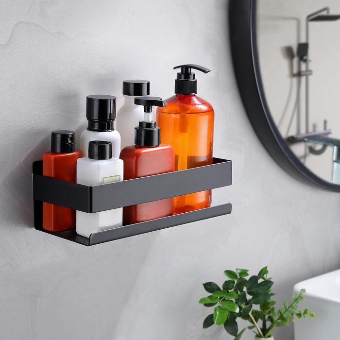 Підставка для душу без свердління - 2 шт., органайзер для ванної кімнати з нержавіючої сталі, полиця для душу, тримач для шампуню (1 упаковка, чорний)
