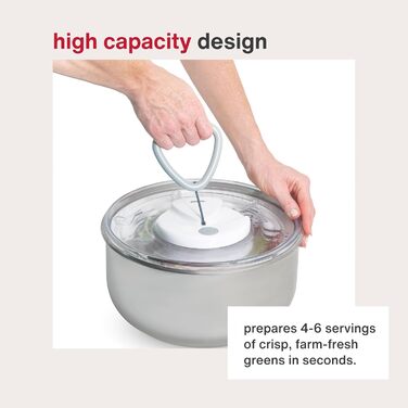 Салатниця Zyliss Easy Spin 2 з відцентровою технологією Aquavent, 6л, нержавіюча сталь, біла