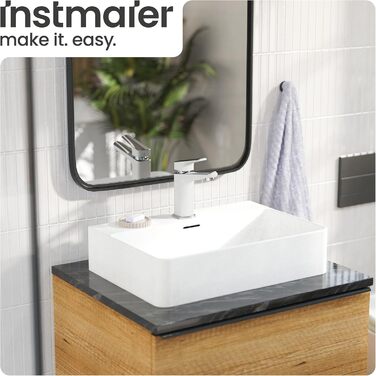 Змішувач для умивальника Instmaier Amelie | Змішувач для ванної кімнати | Однорідний змішувач з латуні (білий / хром)