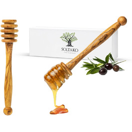 Високоякісні ложки для меду SOLTAKO в наборі з 2 штук виготовлені з ексклюзивного оливкового дерева - Підйомник меду для унікальної медової насолоди - Дозатор сиропу Honey Spoon Дозатор ручної роботи - довжина 15 см