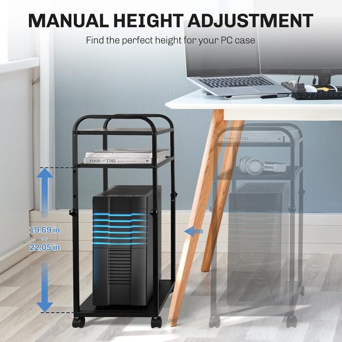 Підставка для ПК Liitrton Mobiler - 3-ярусна, з колесами, білий/чорний