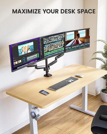 Тримач для моніторів ErGear на 3 монітори (13-27 дюймів), VESA 75/100, 2 USB, чорний