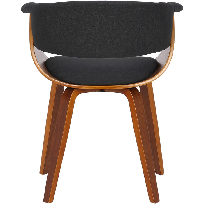 Стільці для їдальні CLP Bruce з тканинним покриттям, дерев'яним каркасом, чорного кольору для їдальні або кухні | Крісло витримує до 150 кг, колір: каркас - горіх, тканина - чорний