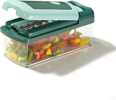 Genius Nicer Dicer Fusion Smart Julietti - Багатофункціональний набір для нарізки овочів та фруктів, 16 частин, зелений