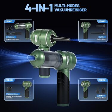 Акумуляторний ручний пилосос HANSILK 4 в 1, бездротовий автомобільний пилосос 25000Па, безщітковий двигун, 3 режими потужності, складаний міні-пилосос для авто, дому, диванів та шерсті тварин