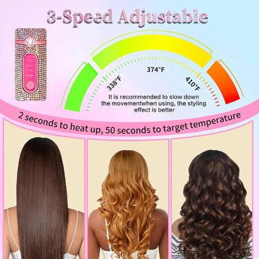 Бездротовий випрямляч для волосся Titan Mermaid 2-в-1 з акумулятором 5000mAh: випрямлення, завивка, швидкий нагрів до 205°C, портативний для подорожей