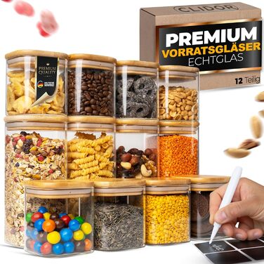 Скляні банки для зберігання з кришкою, круглі - 5 шт по 850 мл, посилене скло, герметичні контейнери для продуктів, кухонні органайзери (12 шт, кутові)
