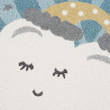 Міський килим для дітей Дитяча кімната синій-80x150 см-місяць хмари зірки килими для дитячої кімнати дівчатка хлопчики дитяча кімната килим-килимок для ігор (круглий, 160 см х 160 см)