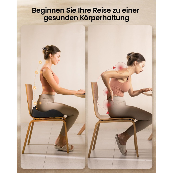 Подушка для офісного крісла ProtoArc, ергономічна подушка для куприка, піна з пам'яті, для інвалідного візка, авто, чорний колір, великий розмір