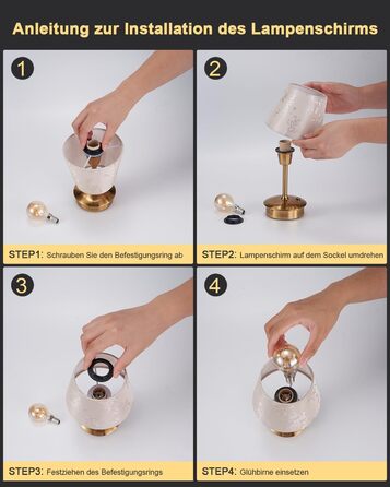 Настільна лампа бездротова, 2 шт., торгова марка Champagner, з акумулятором 5200mAh, сенсорне регулювання, для їдальні, вітальні, спальні, бару, ресторану