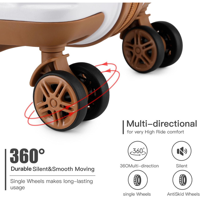 Набір валіз KONO 2 в 1: велика валіза (54 см) та косметичка (білий колір)