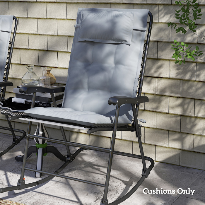 Набір з 2 подушок для шезлонга, водовідштовхувальні, розміром 50x116x5 см, світло-сірого кольору. Підходить для садовиків та інших лежаків.