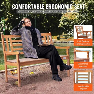 Металева лавка VEVOR для саду та тераси, 122 см, на 3 особи, з підлокітниками та спинкою, вінтажний стиль