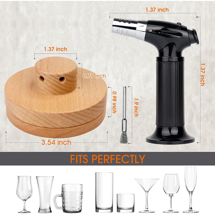 Набір для копчення коктейлів з ліхтариком: кулінарна факелка для коктейлів, віскі, напоїв, копчення та кемпінгу. 4 смаки дерев'яної стружки.