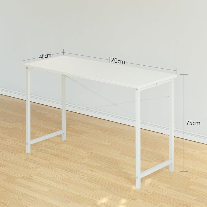 Комп'ютерний стіл CubiCubi 100x48x75 см, білий, для офісу/дому, металевий каркас