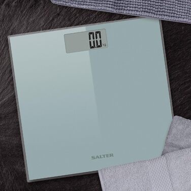 Цифрові ваги для ванної кімнати Salter 9028 SV3R09 - Електронні ваги для тіла з технологією Step-On, ультратонка скляна платформа, максимальна вантажопідйомність 180 кг, РК-дисплей, крок 0,1 кг/0,2 фунта, батареї в комплекті