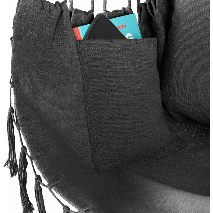 Підвісне крісло-гойдалка з подушкою 100x130x75 см, до 150 кг, для саду та дому, графітовий колір