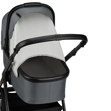 Дитяча коляска MoMi GISELLE 2 в 1 комбінована, сіра, з функцією візка, 5-точкова система безпеки, від народження до 22 кг, з корзиною для покупок, матрацом, дощовиком та пеленатором