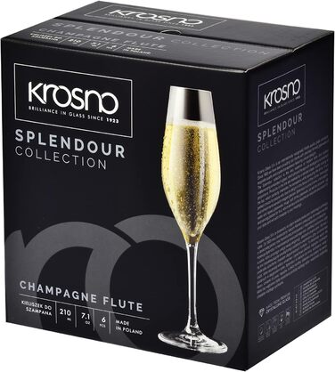 Набір келихів для шампанського KROSNO Champagnergläser Set (6 шт.) 210 мл, Splendour, скло без свинцю, елегантний дизайн, для шампанського, просекко та святкових заходів
