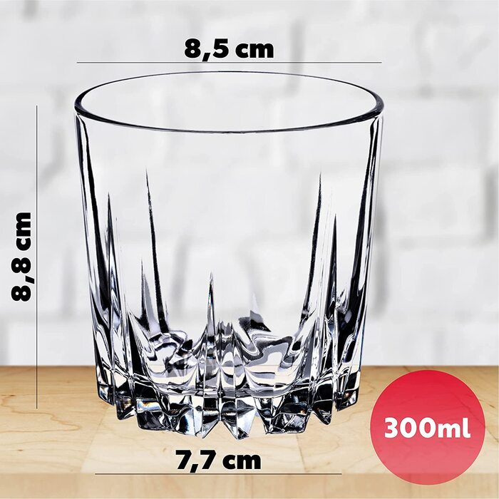 Склянки для напоїв KADAX, набір з 6 предметів, склянки для води, скляні келихи для соку, склянки для води, напоїв, соку, вечірки, саду, універсальні келихи, келихи для коктейлів, келихи для напоїв, сучасний дизайн (325 мл, високий) (низький набір з 12 скл