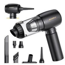 Акумуляторний ручний пилосос SoarFly 4 в 1, 25000Па, бездротовий міні-пилосос для авто, дому та ПК з безщітковим двигуном, LED-підсвіткою та набором щіток, чорний