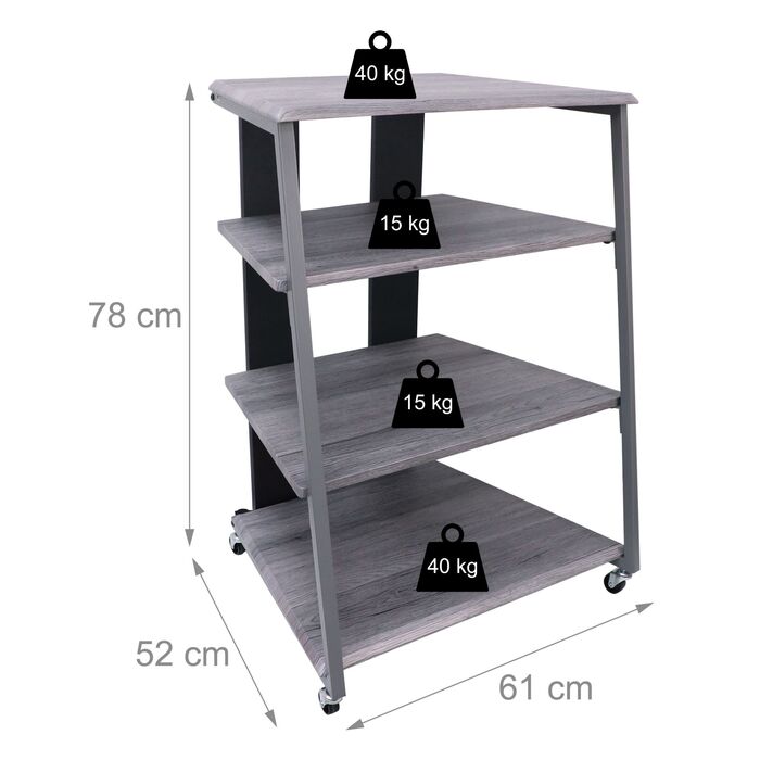 Стеллаж Relaxdays для Hi-Fi апаратури з 4 полицями