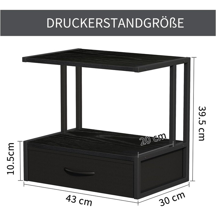 Підставка для принтера з ящиком для документів, органайзер на стіл для офісу та дому, чорний