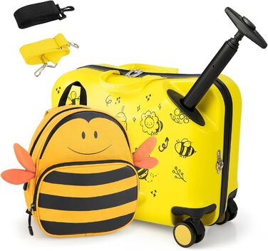 Набір дитячих дорожніх валіз SOARS, візок на колесах, 40 л, 40 л, візок на колесах 30,5 см (12 дюймів), дитячий рюкзак з ручкою та регульованими лямками, багатофункціональний, 47 х 26,5 х (бджола)