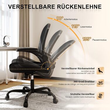 Офісний стілець Synorla ергономічний з підтримкою спини, до 150 кг, поворотний, чорний