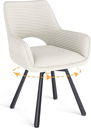 Набір з 4 обертових кухонних стільців з м'яким сидінням, бежеві, з металевими ніжками