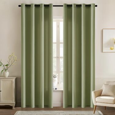 Комплект штор MIULEE Voile з 2 шт. , напівпрозорий, 140x260см, Bean Green